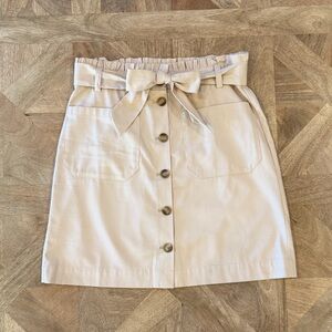 LOFT Tan Button-Down Mini Skirt